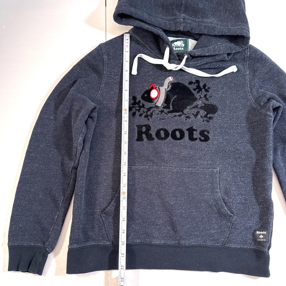 ROOTS Salt & Pepper Hoodie Set Women's S Grey-Navy Beaver Scarf Earmuffs Small - Picture 9 of 14